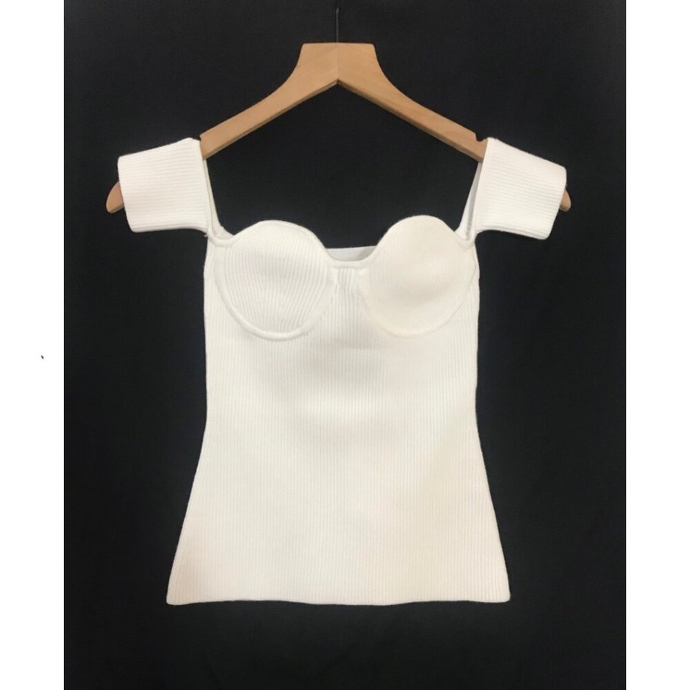 Helmut Lang Contour Banded-Sleeve Top in White - XS - NWT - Picture 5 of 9